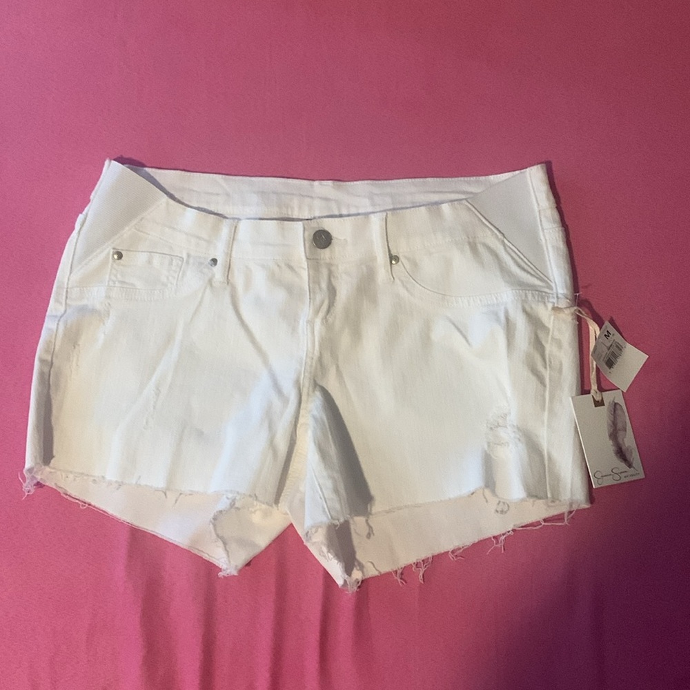 💐HP NWT Jessica Simpson maternity Jean shorts white